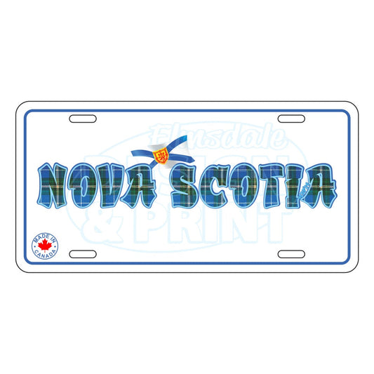 Nova Scotia Tartan Flag: License Plates - 6’’ x 12’’ Aluminum License Plate / White
