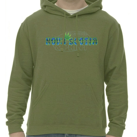 Nova Scotia Tartan Leaf: Hoodies - Military Green / S