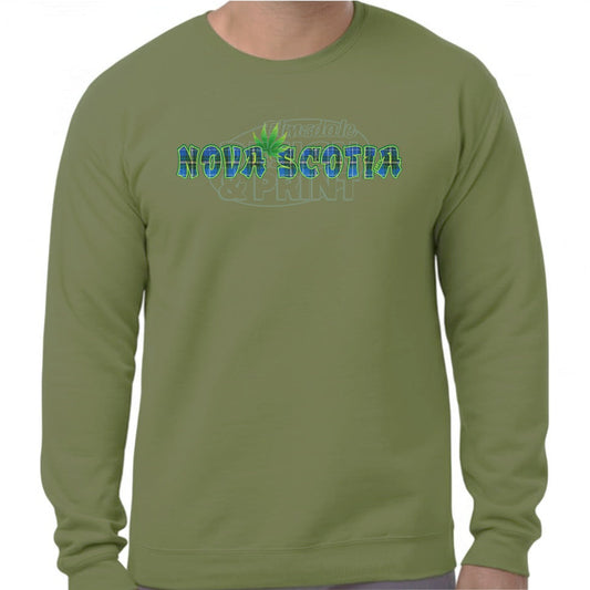 Nova Scotia Tartan Leaf: Sweatshirts - Military Green / S