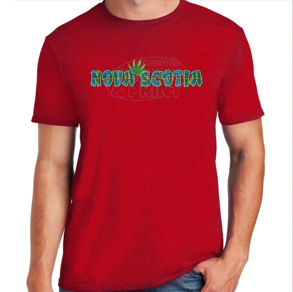 Nova Scotia Tartan Leaf: Tee Shirts - Antique Cherry Red / S