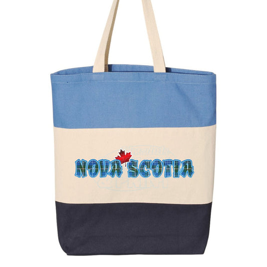 Nova Scotia Tartan Maple: Tote Bags - Tri Color Navy