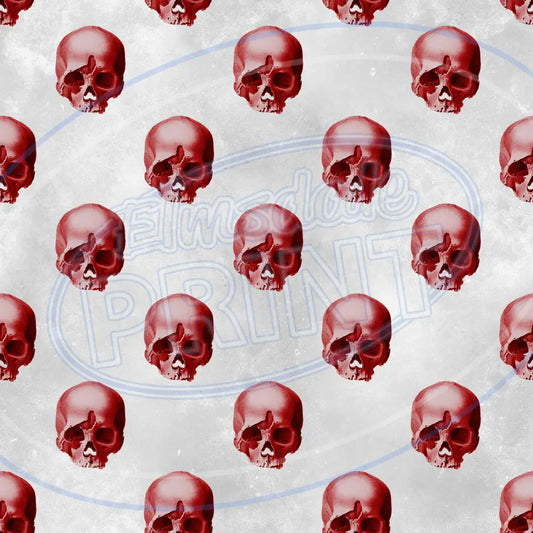 Red Silver Skulls 006 Printed Pattern Vinyl