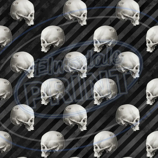 Red Silver Skulls 009 Printed Pattern Vinyl