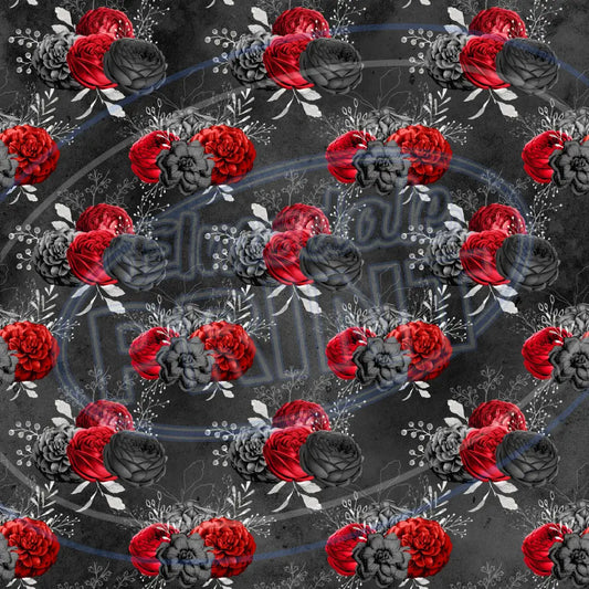 Red Silver Skulls 011 Printed Pattern Vinyl