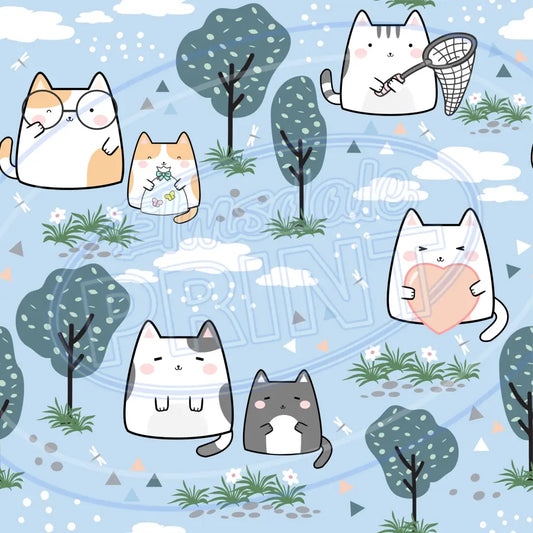 Spring Mini Kitties 005 Printed Pattern Vinyl