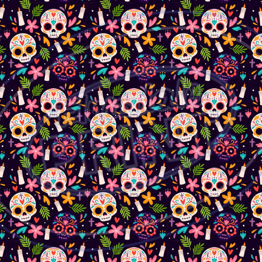 Sugar Skulls 007 Printed Pattern Vinyl