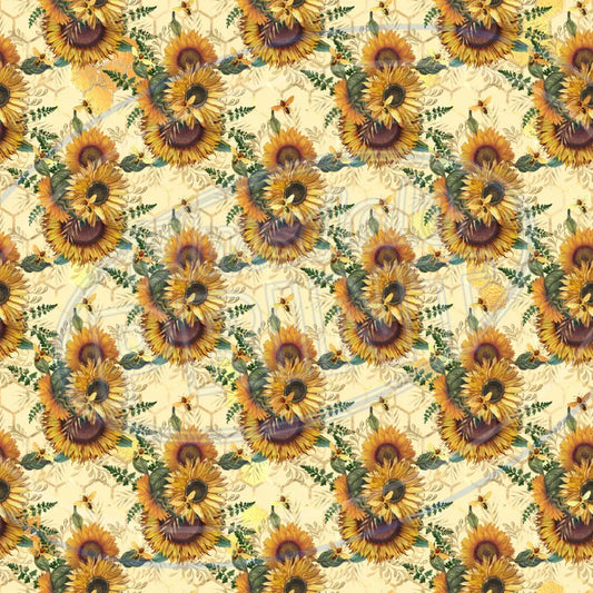 Sunflower Bees 003 Printed Pattern Vinyl