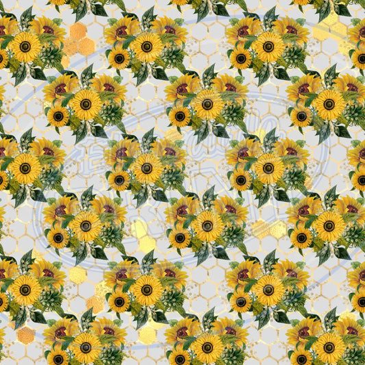 Sunflower Bees 005 Printed Pattern Vinyl