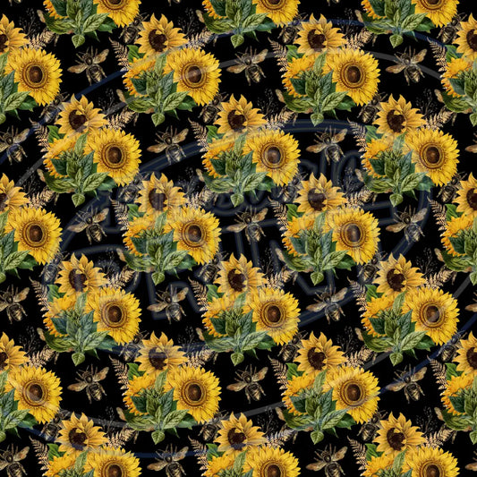 Sunflower Bees 006 Printed Pattern Vinyl