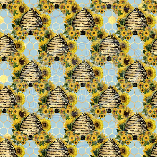 Sunflower Bees 011 Printed Pattern Vinyl
