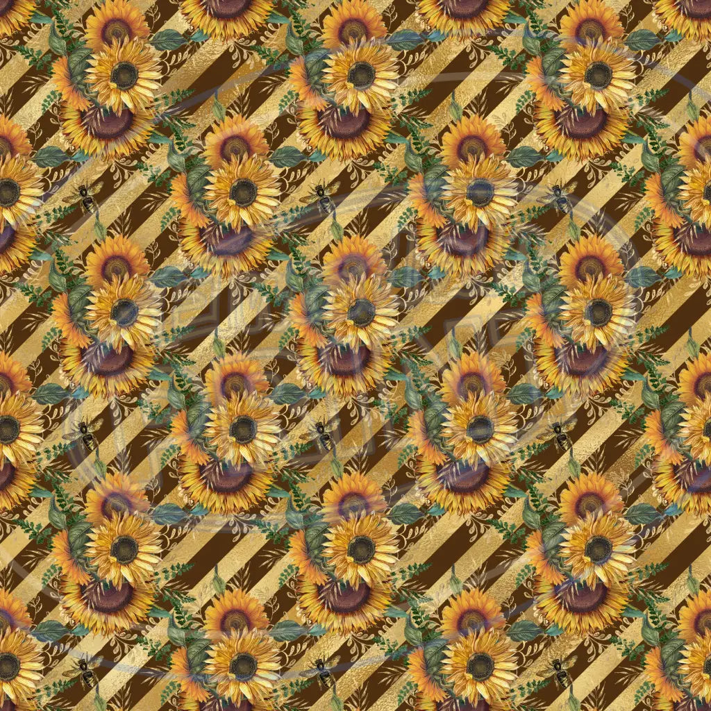Sunflower Bees 014 Printed Pattern Vinyl
