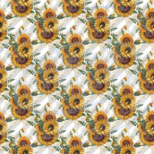 Sunflower Bees 016 Printed Pattern Vinyl