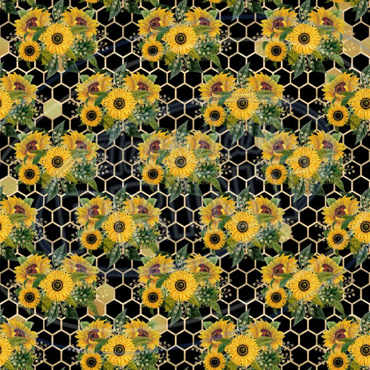 Sunflower Bees 017 Printed Pattern Vinyl