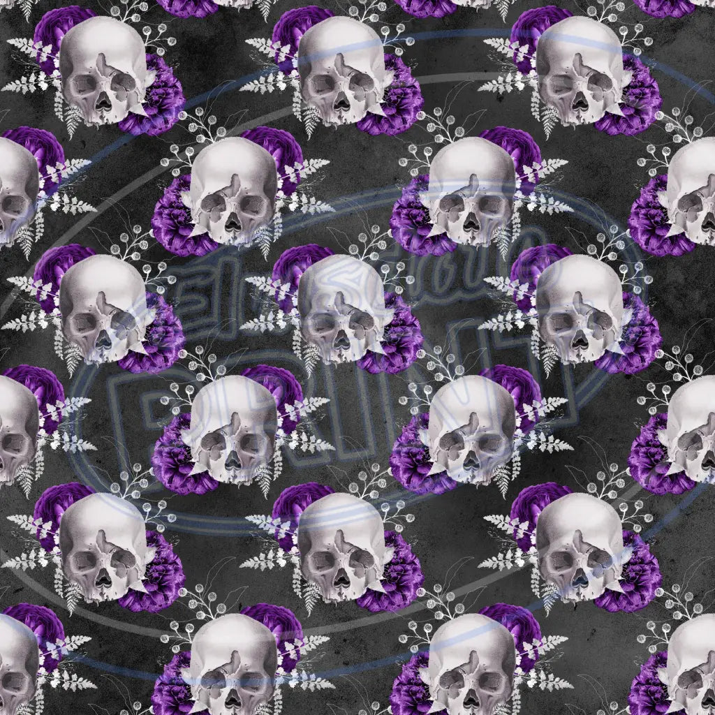 Violet Skulls 010 Printed Pattern Vinyl